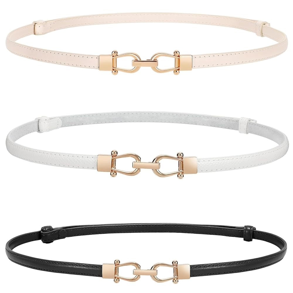 WERFORU Women Classic Leather Belt With Square Gold Silver Buckle For Jeans Pants | Amazon (US)