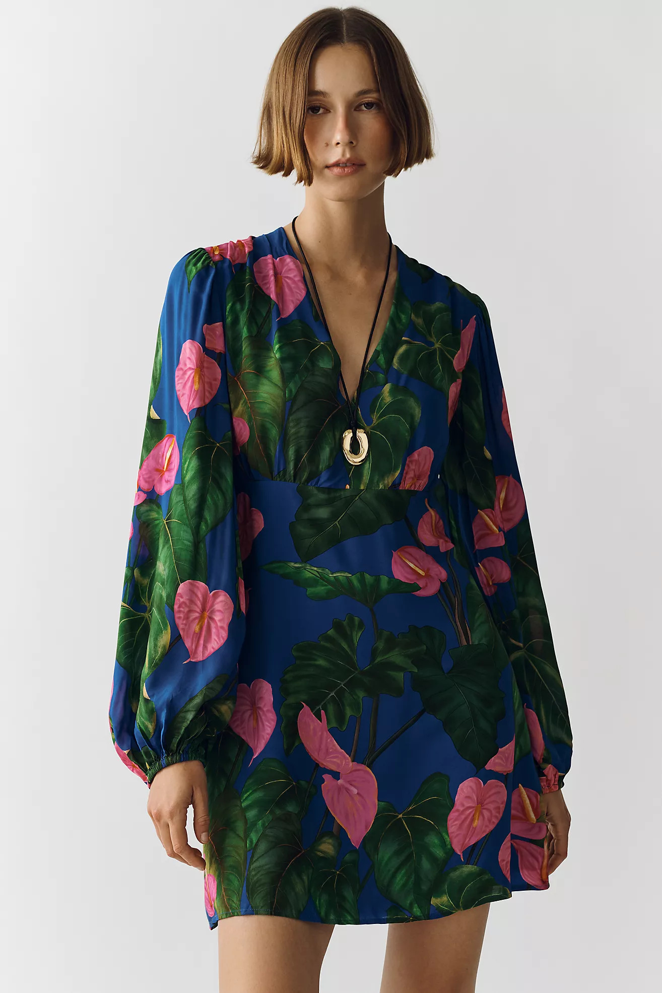 Farm Rio x Anthropologie V-Neck Printed Mini Dress | Anthropologie (US)