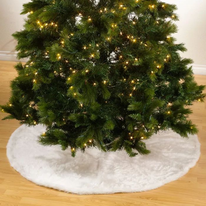 Saro Lifestyle Solid Faux Fur Design Christmas Tree Skirt | Target