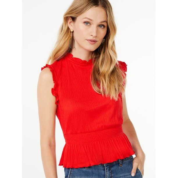 Scoop Women's Smocked Crop Top - Walmart.com | Walmart (US)