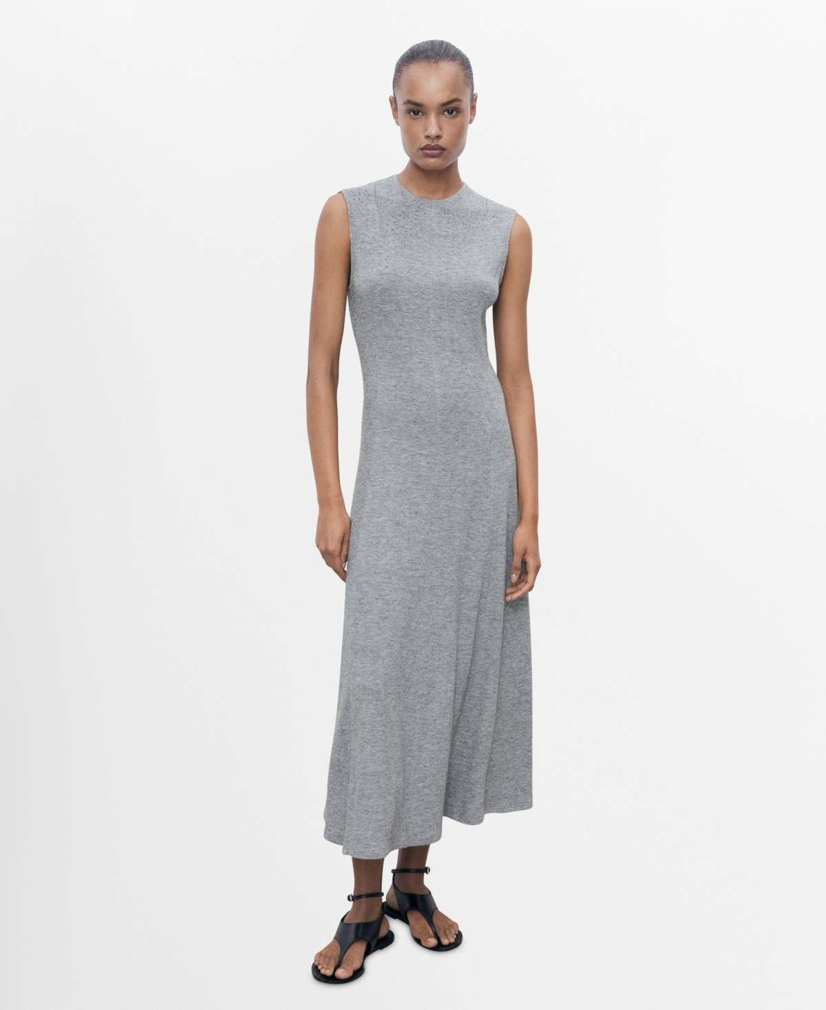 Mango Women's Strass Seam Dress - Dark Heather Gray | Macy's