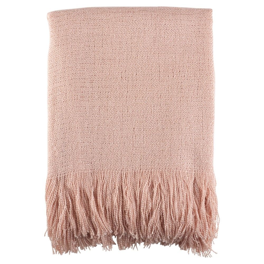 Pink Fringe Hem Throw Blankets (50""x60"") - Saro Lifestyle | Target