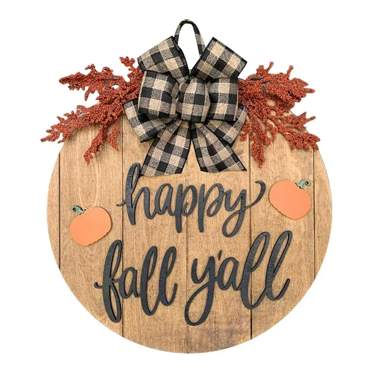 Autumn Wreath Frame for Front Door Outside, Artificial Fall Eucalyptus Wreath Farmhouse Decor, Ru... | Walmart (US)