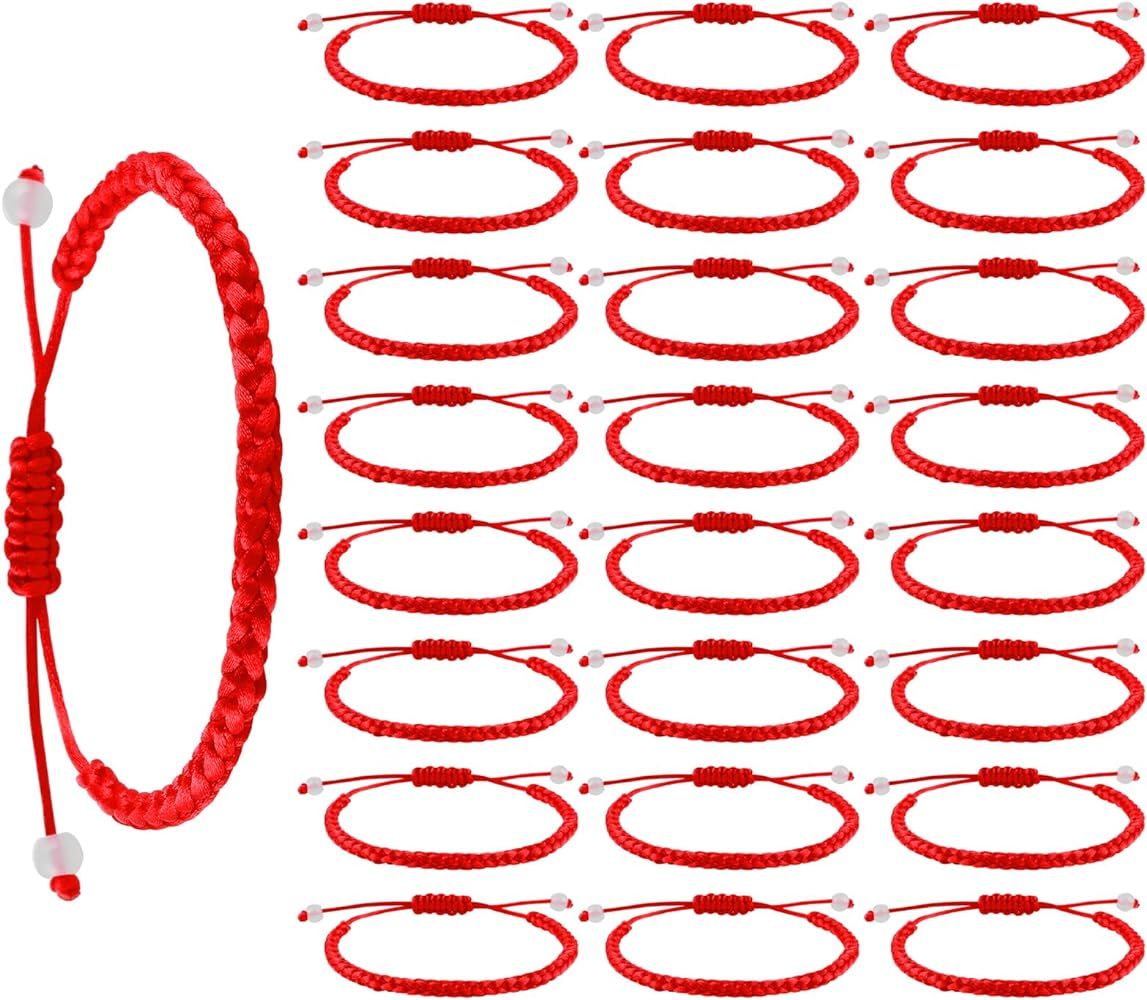 Yolev 24 Pieces Red Rope Bracelet Red Cord Protection Amulet Bracelets Handmade Friendship Bracel... | Amazon (US)