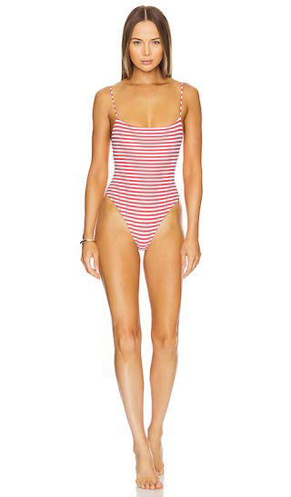 by Marianna Cherie One Piece in Red & Ivory Stripe | Revolve Clothing (Global)