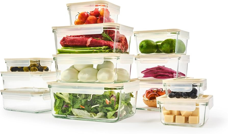 GLASSLOCK Sens 24Pcs Glass Food Storage Set – Airtight & Leakproof, 8 Different Sizes, Anti Sli... | Amazon (US)