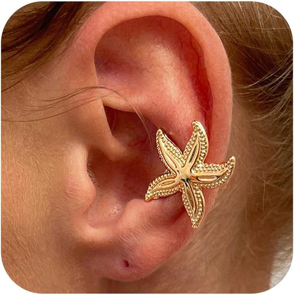 Starfish Ear Cuff Earrings for Women Non Piercing Shell Clip on Earrings Beach Jewelry Summer Vac... | Amazon (US)