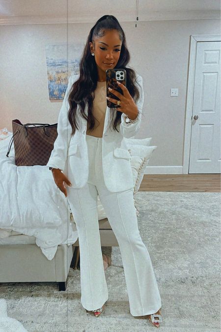 White bridal suit for the win 🤍 - fits TTS, wearing a medium in both blazer and pants  

#LTKwedding #LTKworkwear