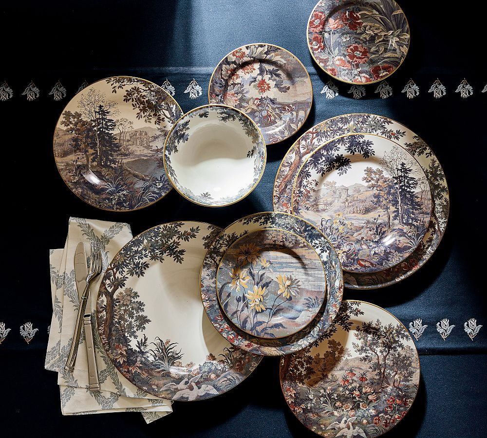 Kravet Folly Scenic Salad Plates - Mixed Set of 4 | Pottery Barn (US)