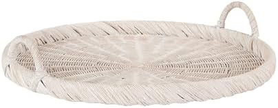 Amazon.com: Kate and Laurel Cormont Modern Round Woven Rattan Tray with Handles; 23 Inch Diameter... | Amazon (US)