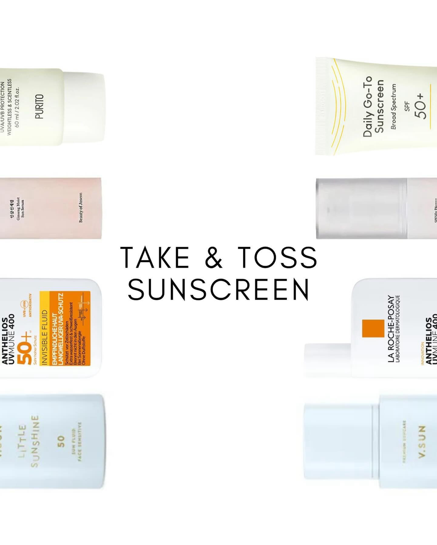 ✨🤍 You can TAKE 1 Sunscreen and TOSS 1 Sunscreen ✨🤍 
[Werbung, Markennennung]
Auch wenn die Auswahl schwerfällt (denn alle genannten Produkte empfehle ich prinzipiell): Wenn Du unter den 4 Sonnencremes EINE wählen und EINE abservieren müsstest, was wäre es jeweils? 

1) Purito – Daily Go-To Sunscreen SPF 50+ 
2) Beauty of Joseon – Ginseng Moist Sun Serum, SPF 50+ PA++++ 
3) La Roche-Posay – Anthelios UVmune SPF 50+ 
4) V.SUN - Sun Fluid Face SPF 50 perfume free 

#skincare #skincarefavorite #takeortoss #tossortake #takeortossskincare