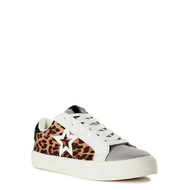No Boundaries Women's Low Top Leopard Print Star Sneakers - Walmart.com | Walmart (US)