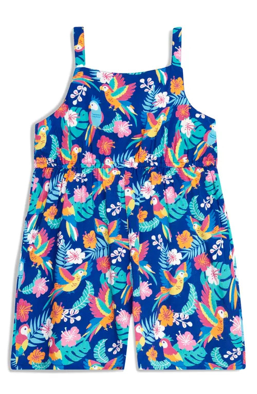 JOJO MAMAN BEBE Tropical Bird Print Romper in Navy at Nordstrom, Size 0-3M | Nordstrom
