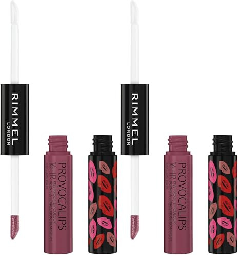Rimmel London Provocalips 16hr Kiss-Proof Lip Color - Two-Step Liquid Lipstick to Lock in Color and Shine - 220 Lazy Daze, .14 fl.oz. (Pack of 2) | Amazon (US)