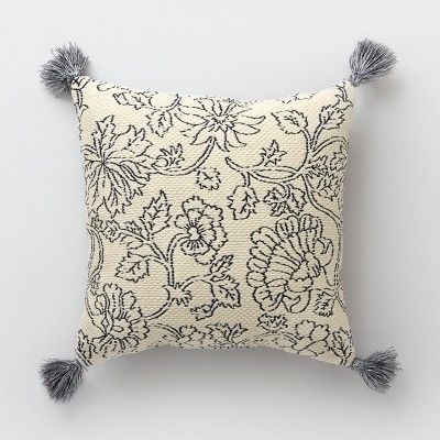 Square Vintage Floral Outdoor Pillow Cream - Threshold™ | Target