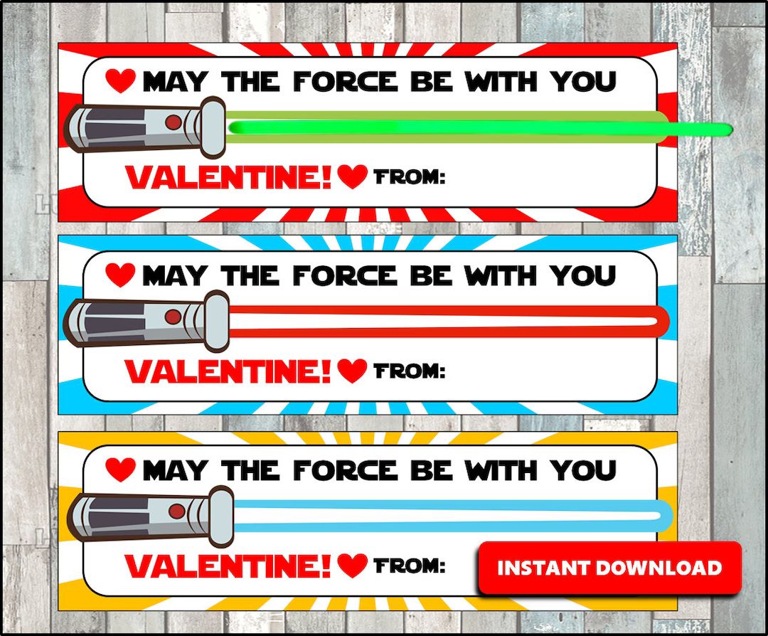 Light Stick Star Valentine, Wars Glow Stick Card, Star Valentine's Day Cards, Printable Instant D... | Etsy (US)