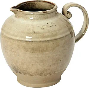 Creative Co-Op Stoneware, Reactive Glaze Pitcher, 8" L x 7" W x 7" H, Greige | Amazon (US)