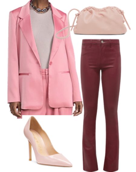 Pink & Red look with satin blazer & faux leather pants ❤️🤍💜

#LTKshoecrush #LTKstyletip #LTKsalealert