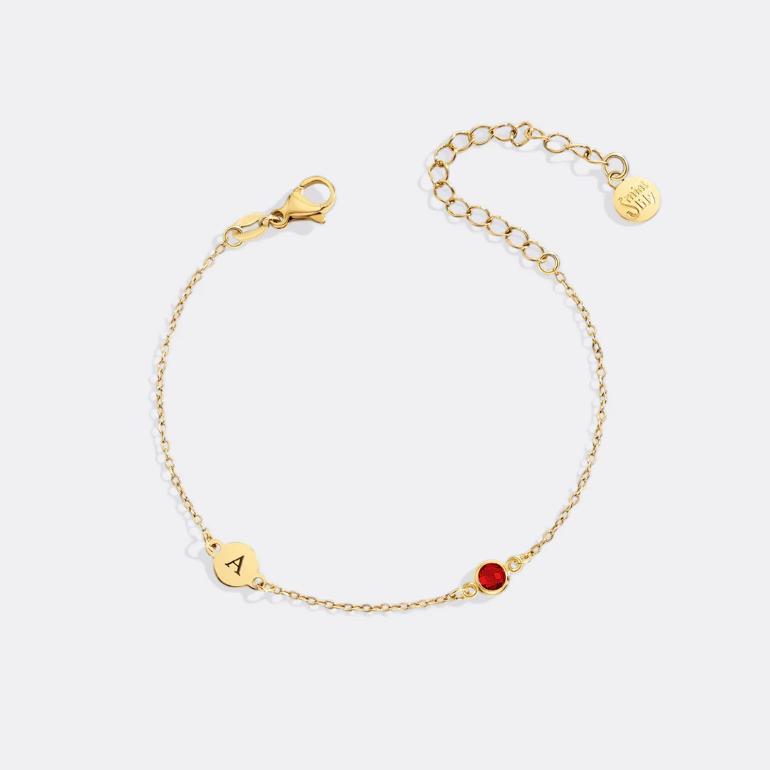 Dainty Initial and Birthstone Bracelet | Mint & Lily