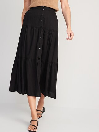 Tiered Button-Front Maxi Skirt for Women | Old Navy (US)