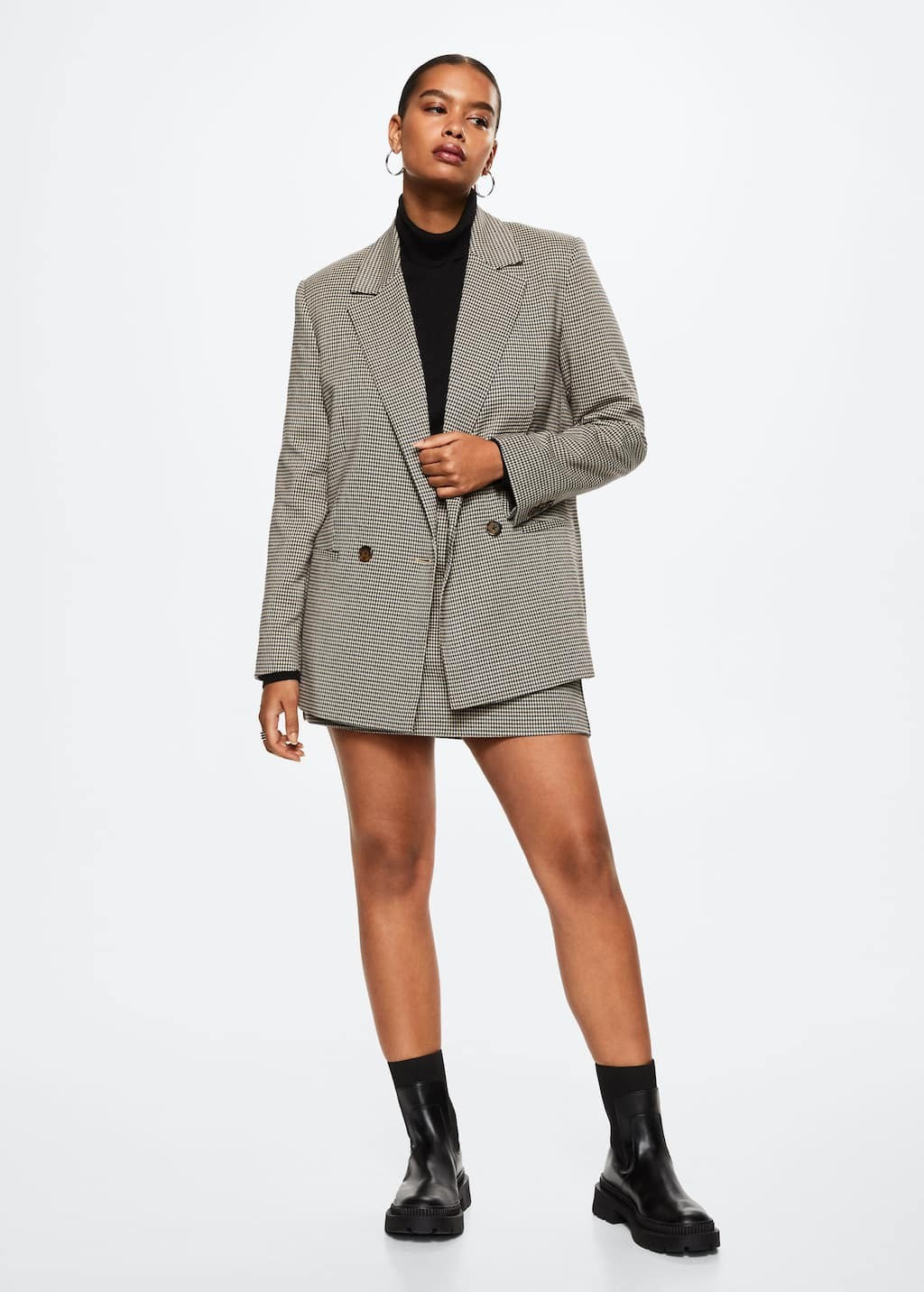 Wrap check blazer -  Women | Mango USA | MANGO (US)