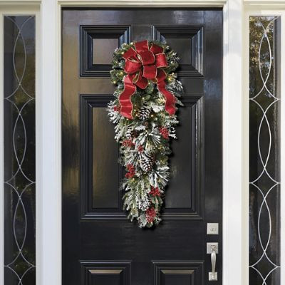 Christmas Cheer Flocked Swag with LED Lights & Timer Function for Indoor/Outdoor Use | Frontgate