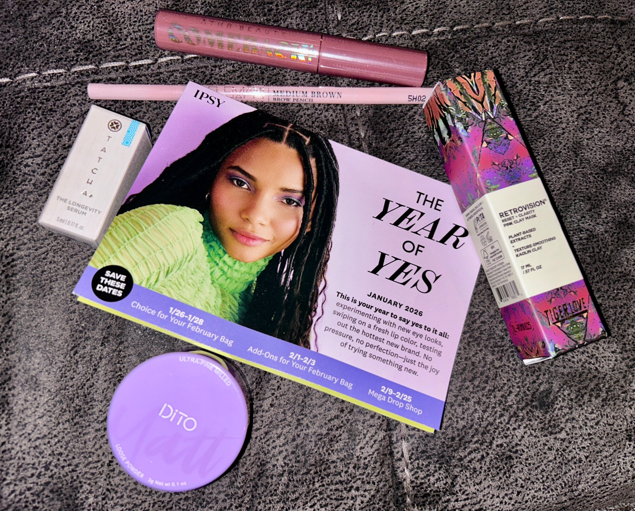 January IPSY bag lineup ✨💄
This month’s mix was a really good balance of everyday makeup and skincare — a solid brow pencil, mascara, loose powder, a clay mask, and a luxe serum.

I love when a bag gives you a little bit of everything to add into your routine instead of just one category.

#LTKBeauty #LTKFinds #IpsyBag #BeautyRoutine #MakeupAndSkincare #LTKLife

#LTKselfcare #LTKFindsUnder50