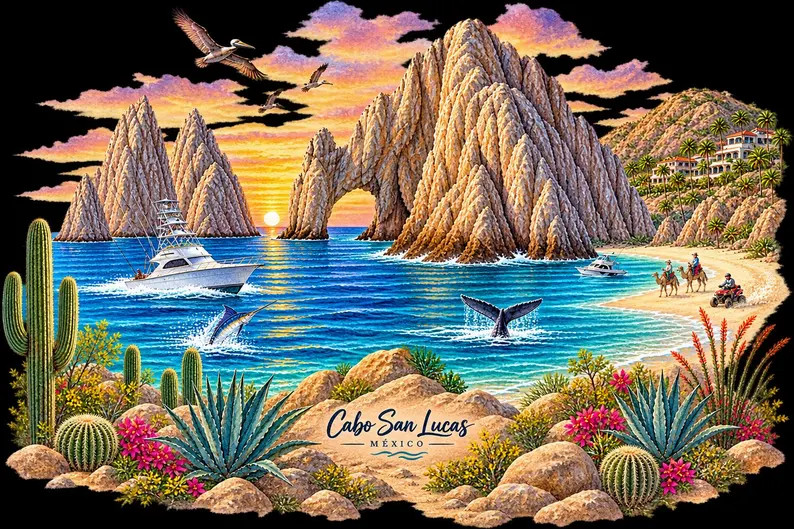 Cabo San Lucas Watercolor PNG | Mexico Travel Clipart | Cabo Vacation Sublimation Design | El Arc... | Etsy (Global)