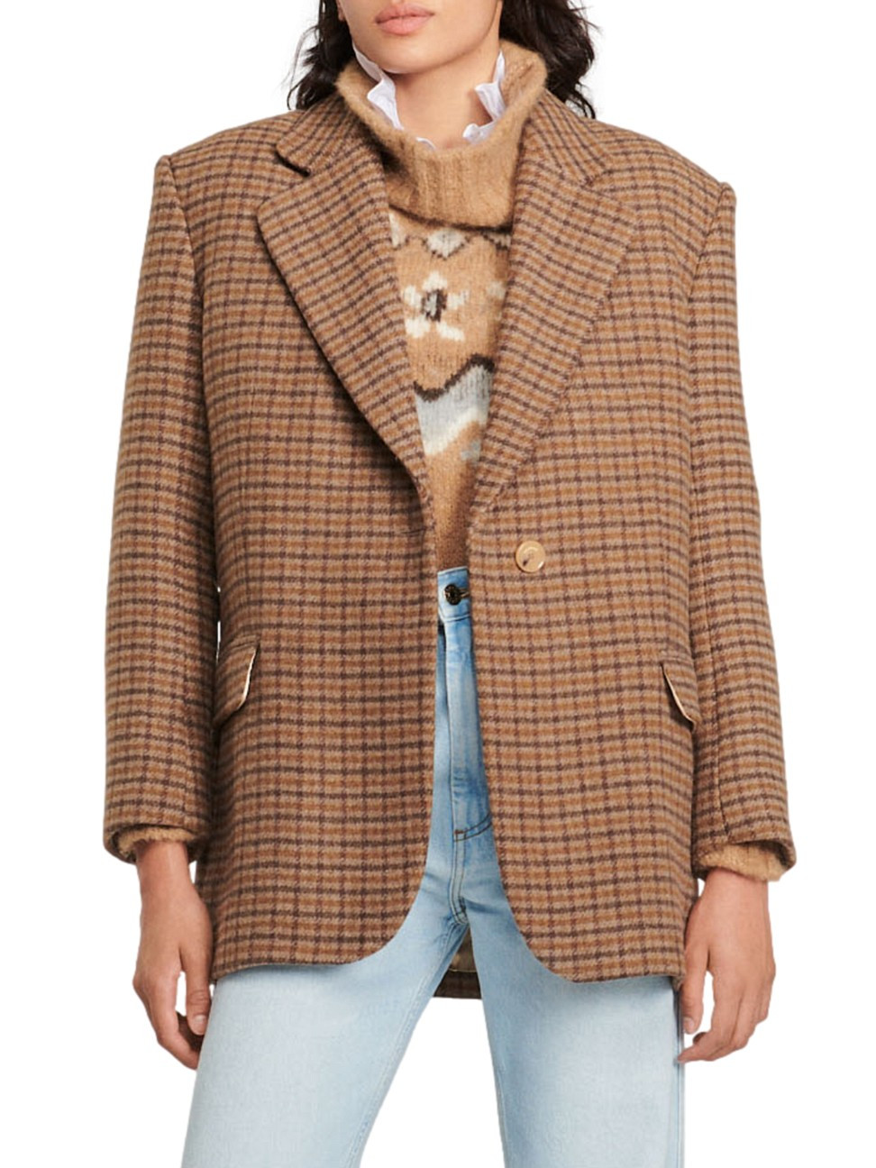 Women's Jenna Oversized Plaid Blazer - Brown - Size 4 - Brown - Size 4 | Saks Fifth Avenue