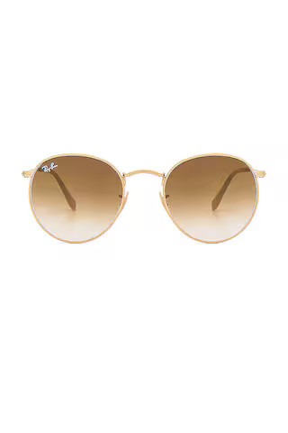 Ray-Ban Round Metal in Matte Gold & Clear Gradient Brown from Revolve.com | Revolve Clothing (Global)