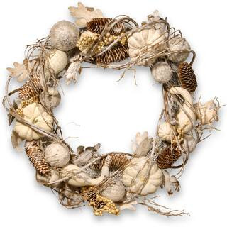 20'' White Pumpkin and Pinecone Wreath | Michaels | Michaels Stores