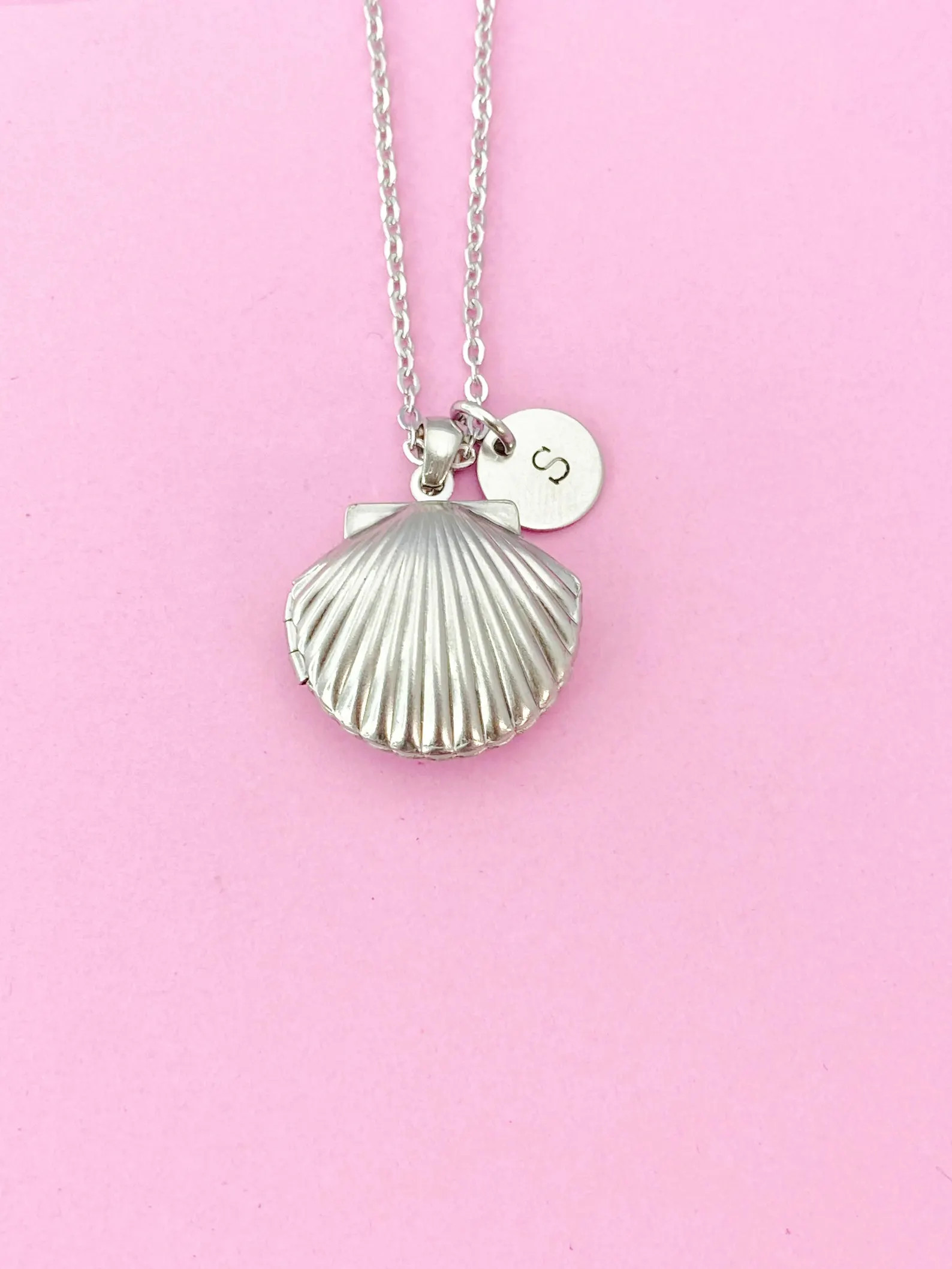 Silver Scallop Shell Locket Necklace, Mermaid Seashell, N5127 | Etsy (Global)