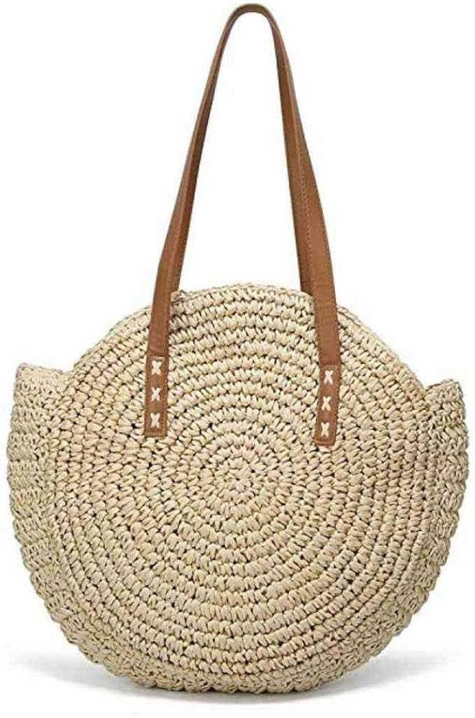 Straw Crossbody Bag Women Handmade Weave Shoulder Bag Round Summer Beach Handbags and Purse | Amazon (UK)