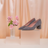 Seize the Gray Suede Lower Block Heel | ALLY Shoes