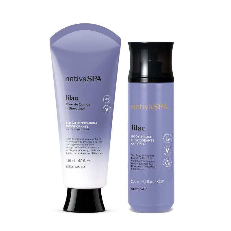Combo Básico Nativa Spa Lilac: Loção Corporal 180ml + Body Splash 200ml | oBoticario (BR)
