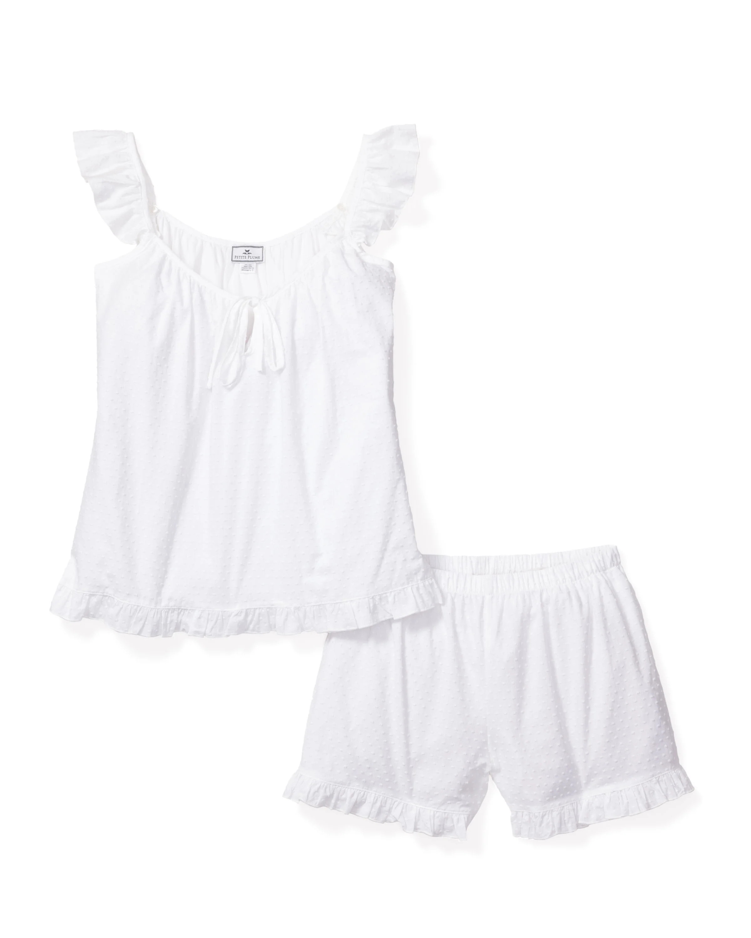 Women's Swiss Dots Celeste Short Set in White | Petite Plume