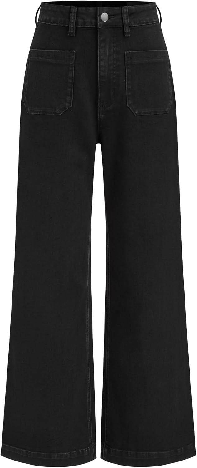 CIDER Womens Wide Leg Jeans Cropped Length Stretchy Denim Flared Pants | Amazon (US)