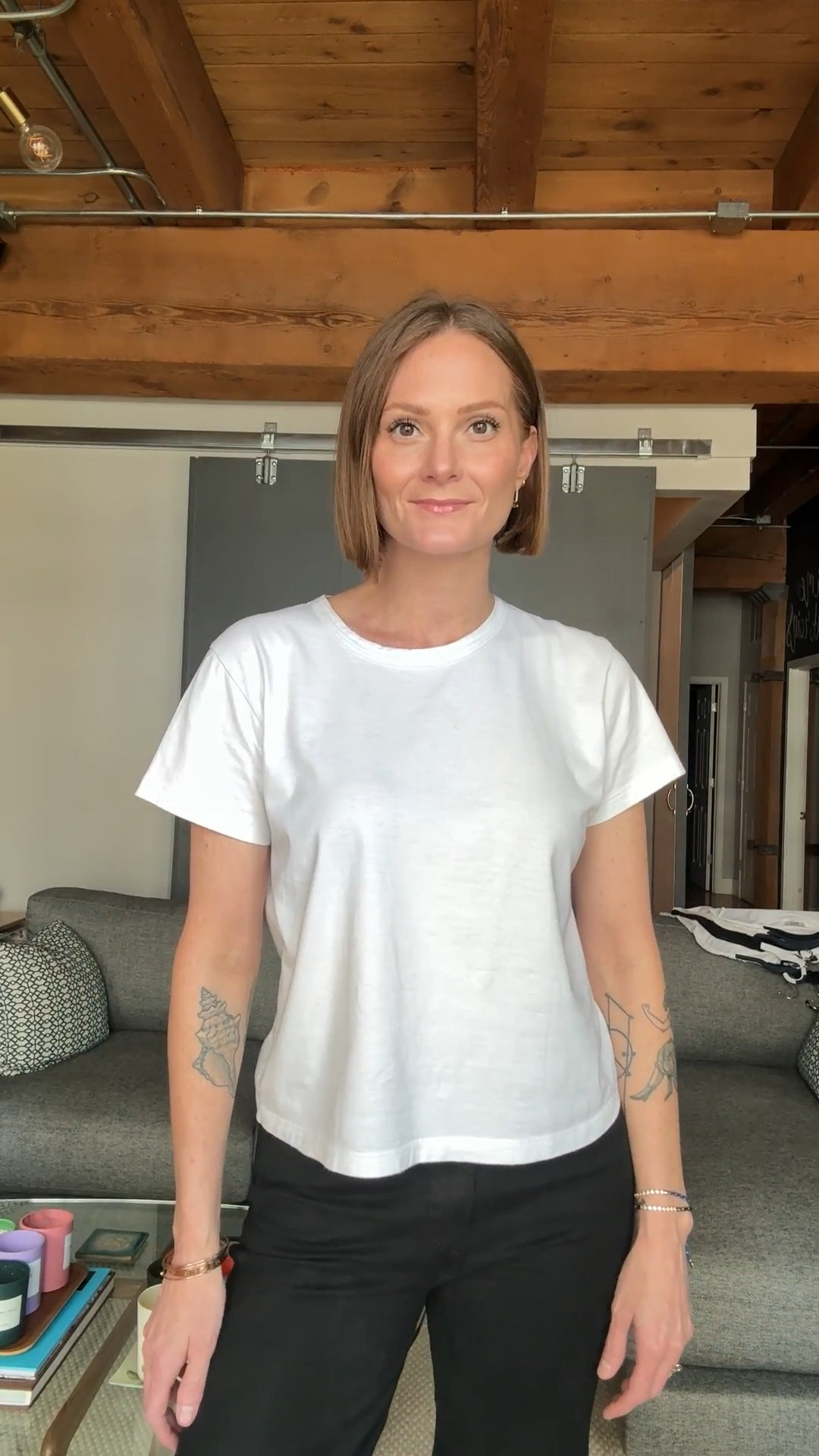 Leset Margo tshirt. Size medium (TTS).  Slightly boxy with thick fabric (which I think helps it stay crisp)

#LTKFindsUnder100 #LTKOver40