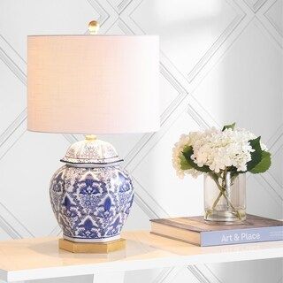 Gretchen 25" Ginger Jar Ceramic/Metal LED Table Lamp, Blue/White by JONATHAN Y - Blue/White | Bed Bath & Beyond