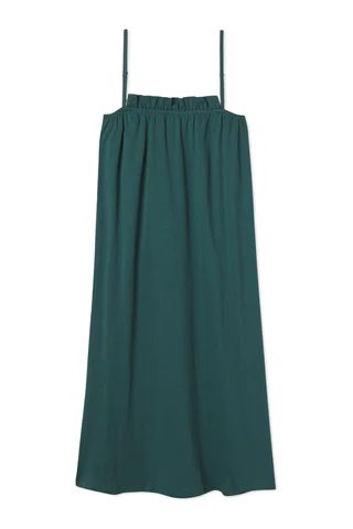 Pima Ruffle Midi Nightgown in Juniper | LAKE Pajamas