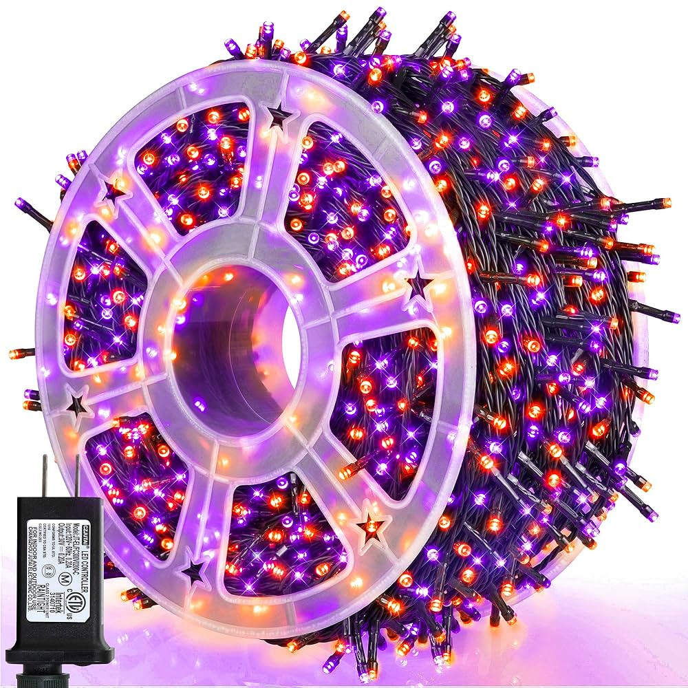 weillsnow 164FT 500 LED Halloween Lights, 8 Modes Waterproof Plug in String Lights for Halloween ... | Amazon (US)