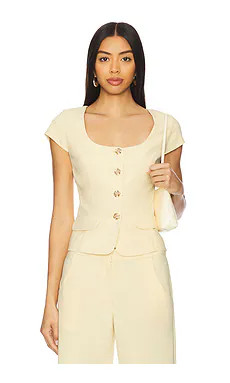 Amanda Uprichard Short Sleeve Kya Top in Cornsilk from Revolve.com | Revolve Clothing (Global)