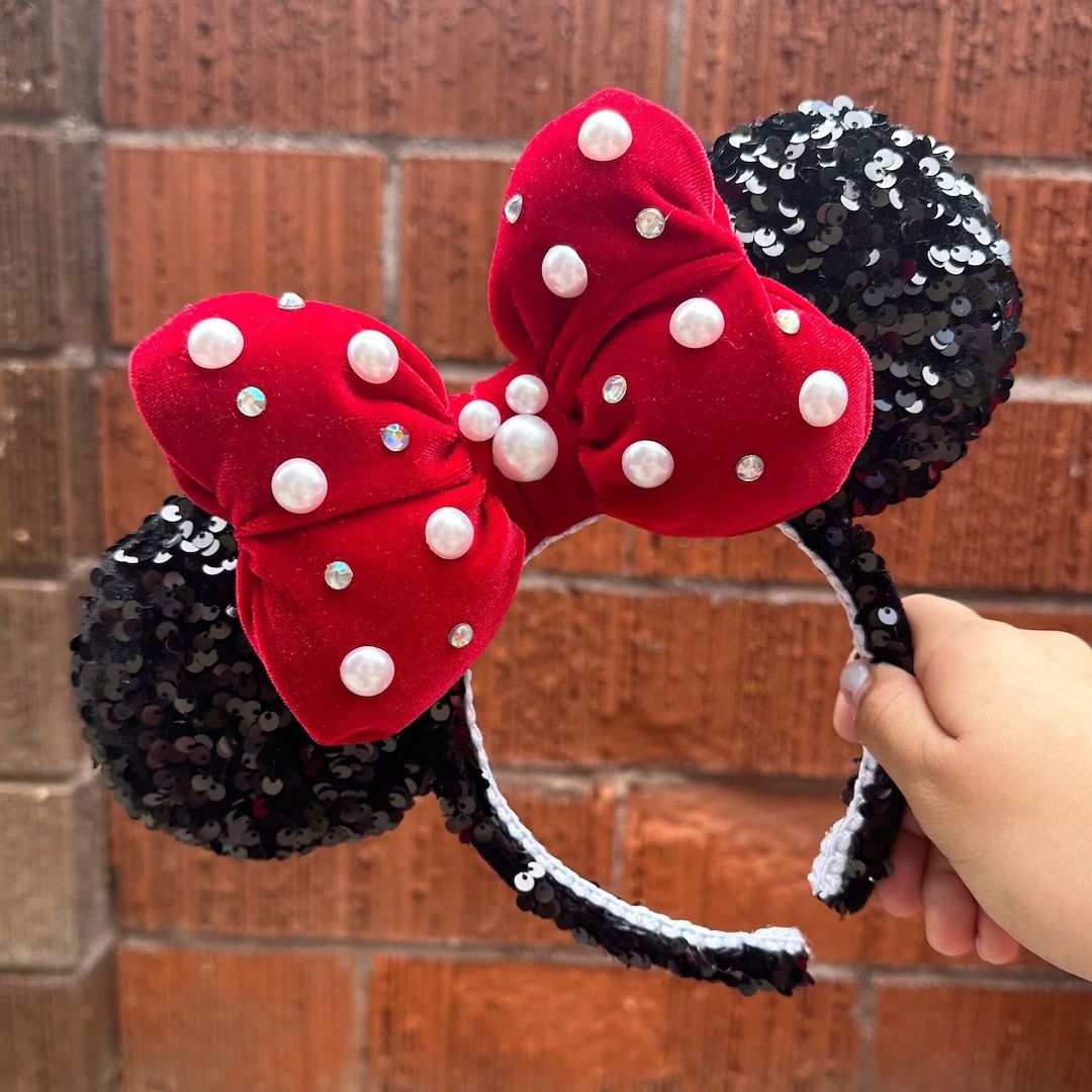 Red Classic Minnie Ears - Etsy | Etsy (US)