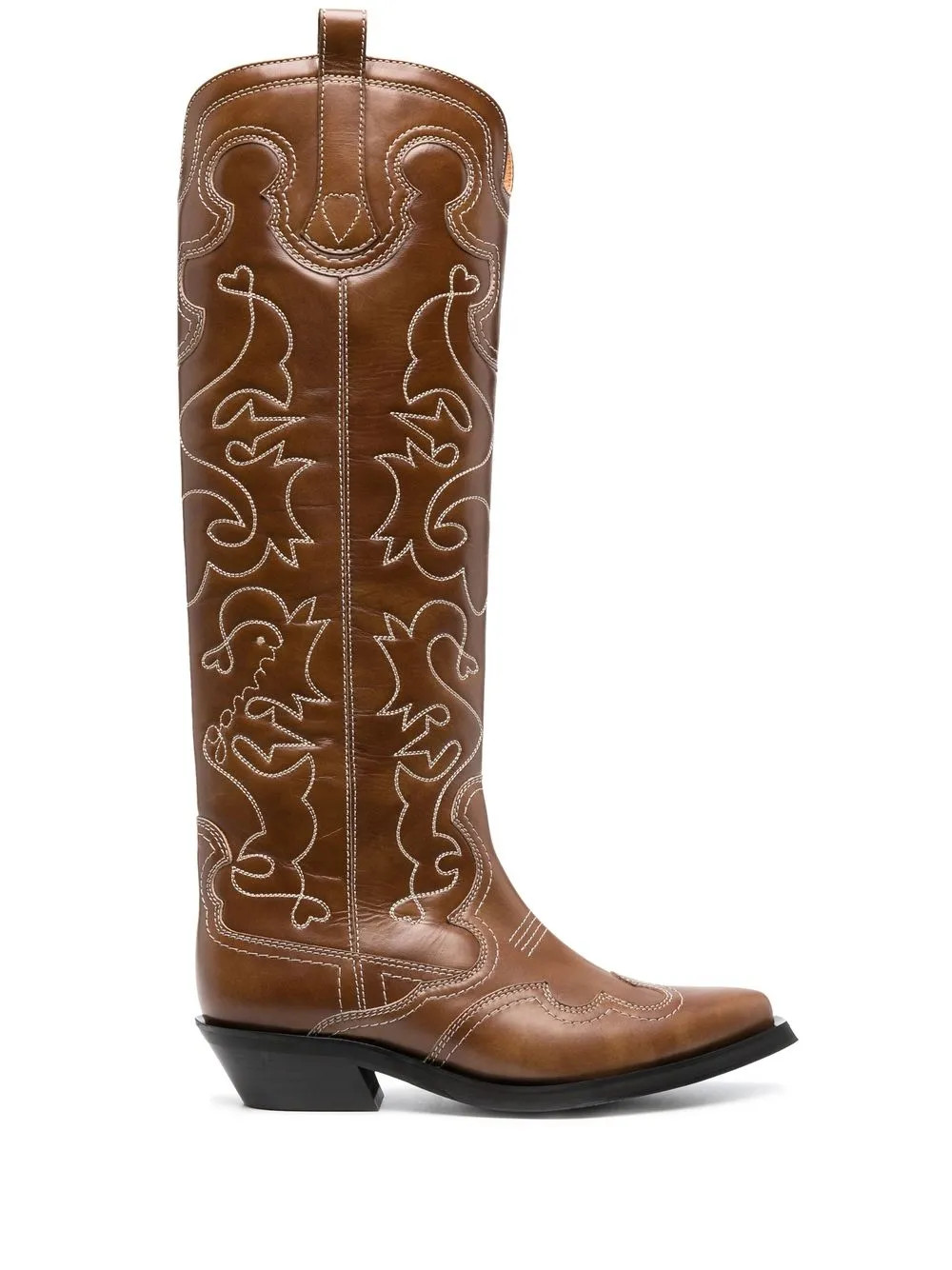 GANNI Embroidered 40mm knee-high Boots - Farfetch | Farfetch Global
