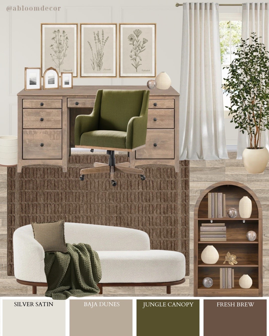 Warm Green and Brown Farmhouse Office Design

#LTKHome