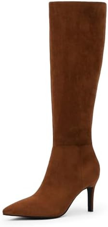 Knee High Boots Women Pointed Toe Tall Boots 3 In Stiletto High Heel Long Boots Side Zipper Dress... | Amazon (US)