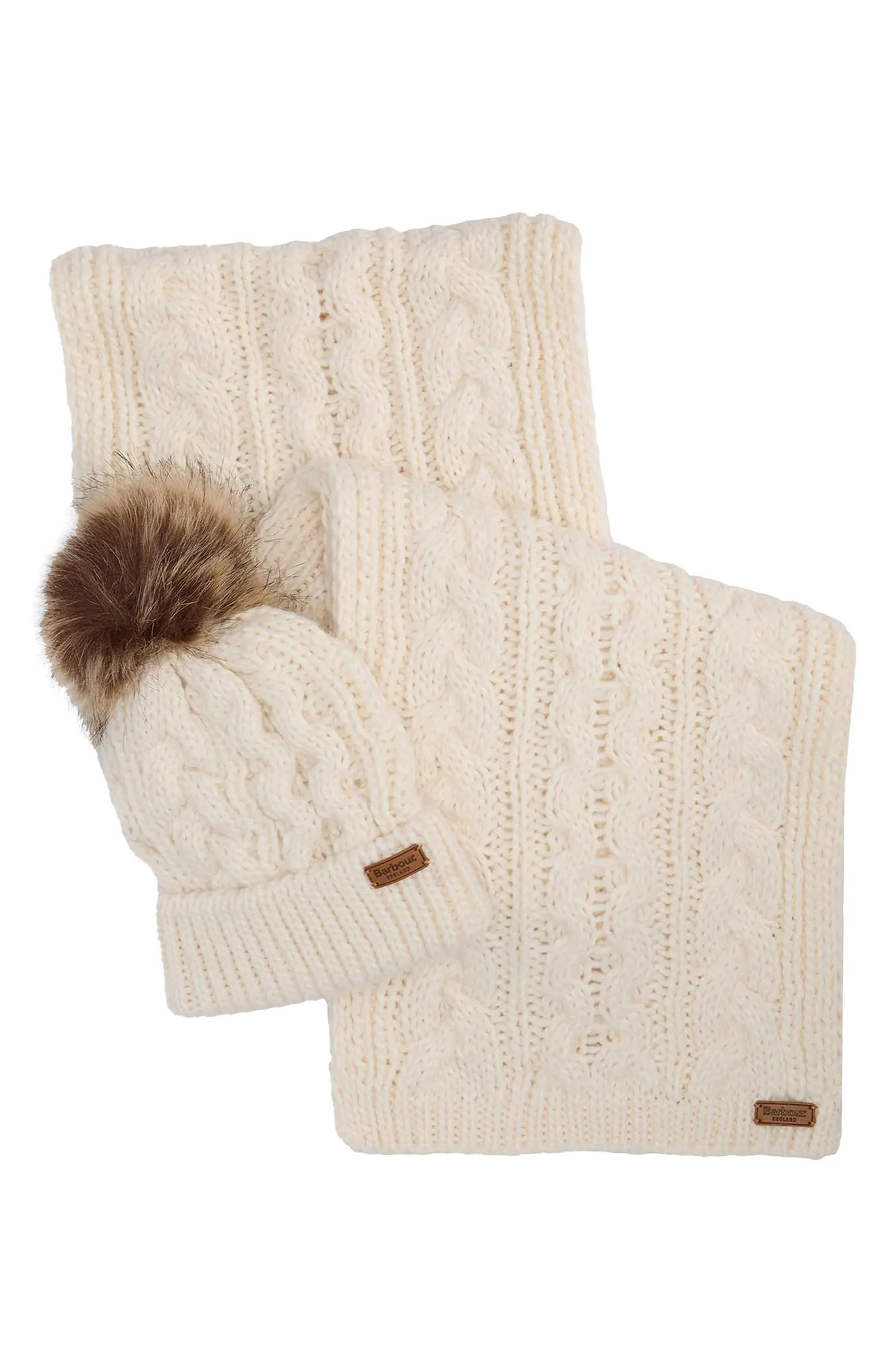 Penshaw Faux Fur Pompom Beanie & Scarf Set Gift Box | Nordstrom