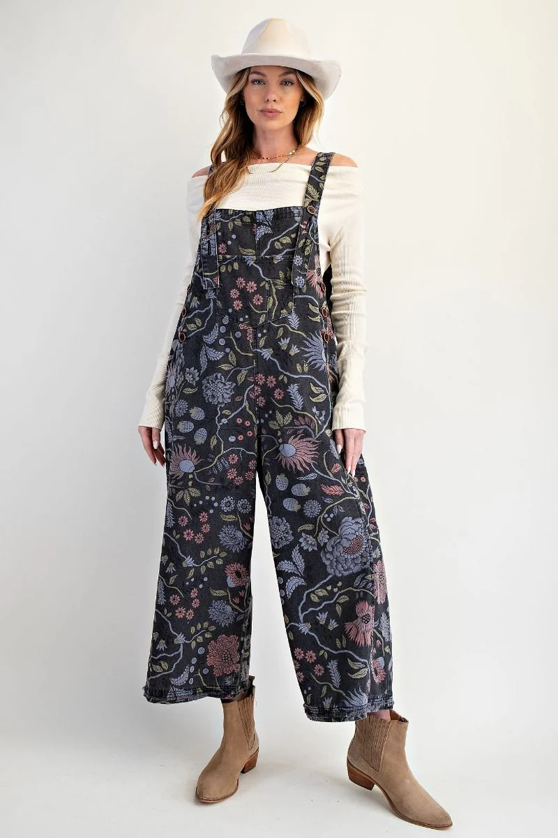 Mari Floral Overall - Black | Wildfire Hygge Goods