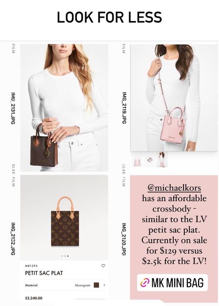 Look for less! Michael Kors Mercer Extra Small Crossbody bag is similar to the Louis Vuitton Petit Sac Plat - and is currently on sale for $129 - while the LV is around $2.5k

#LTKsalealert #LTKitbag #LTKstyletip