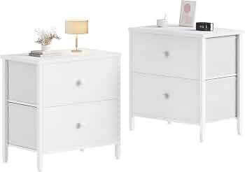 BOLUO White Nightstands Set of 2, 2 Drawer Dresser for Bedroom Night Stand Small Dresser End Tabl... | Amazon (US)